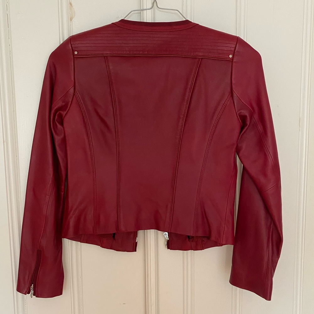 NWOT RARE Red REAL Cropped Leather Jacket - Picture 2 of 8